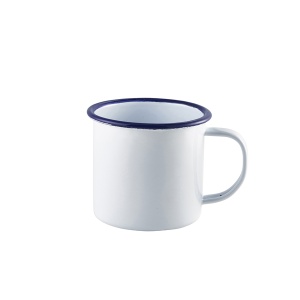 Enamel Mug Black with White Rim 36cl/12.5oz – Durable Coffee Mug for Hot & Cold Beverages – Pack of 12